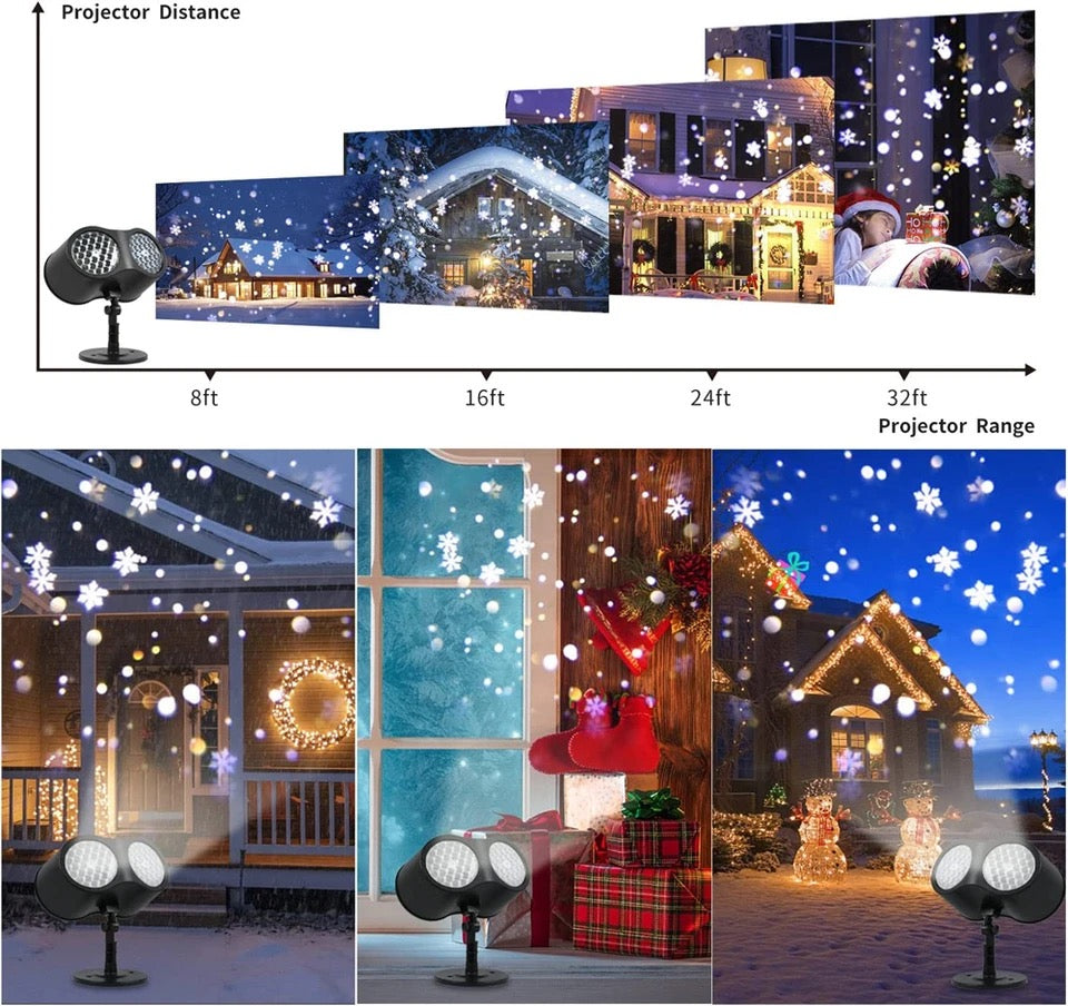 Christmas Snowflake Projector Light 2IN1 LED Snowflake Projection Lamp Remote Control for Wedding New Year Halloween Party Decor