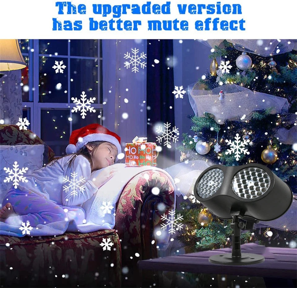 Christmas Snowflake Projector Light 2IN1 LED Snowflake Projection Lamp Remote Control for Wedding New Year Halloween Party Decor