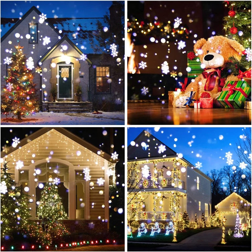 Christmas Snowflake Projector Light 2IN1 LED Snowflake Projection Lamp Remote Control for Wedding New Year Halloween Party Decor