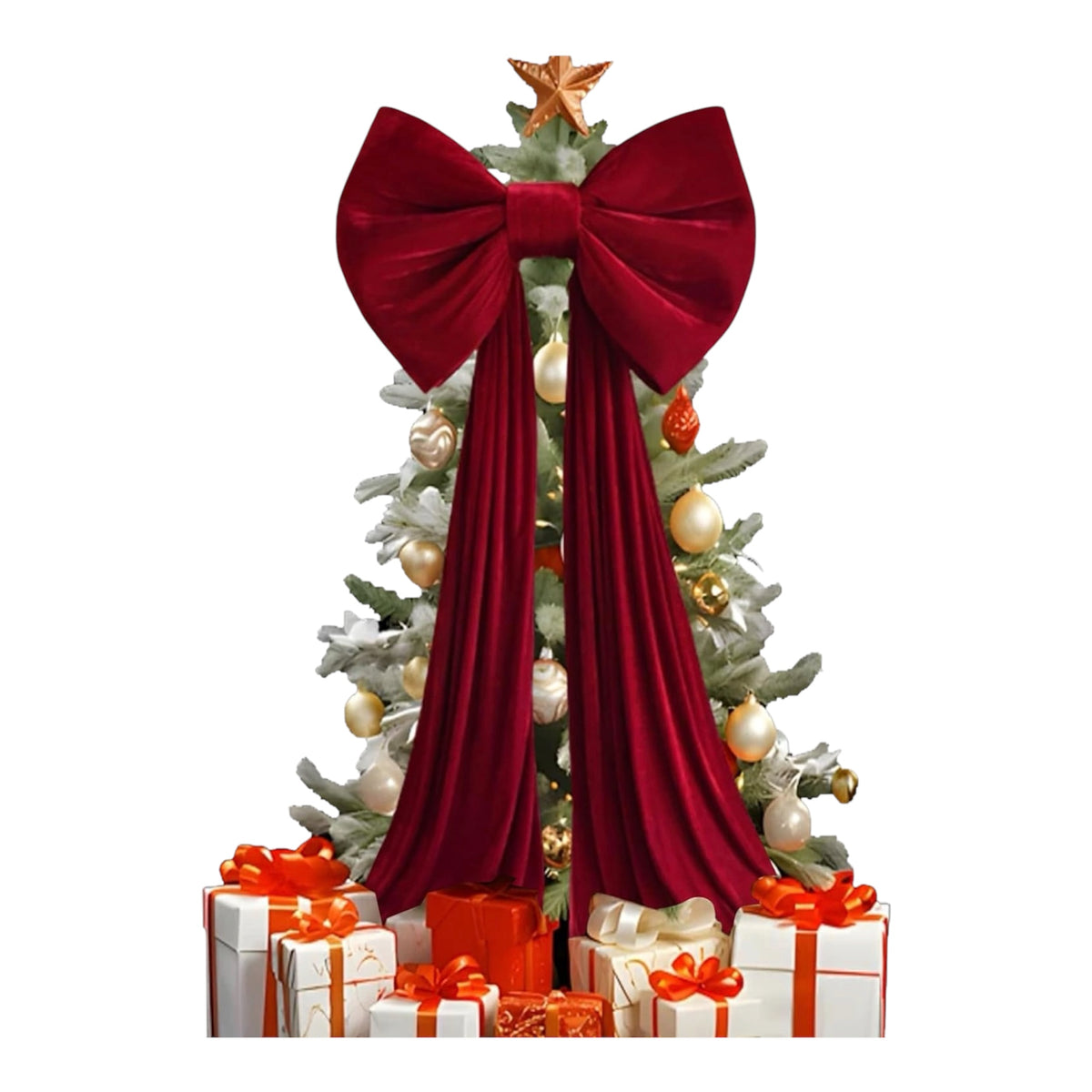 Christmas Tree Topper Bow, Extra Large Red Velvet Bows for Home Christmas Tree Toppers Wreath Wall Room Party Holiday Decor 60x180cm