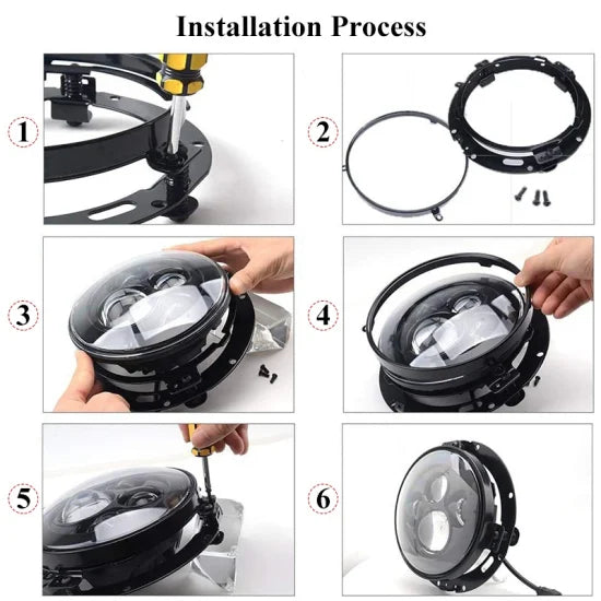 Black Round Headlight Ring Mounting Bracket