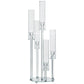 MHome  5-Arm Crystal Round Glass Taper Candle Candelabra, Pillar Candle Holder Wedding Centerpiece