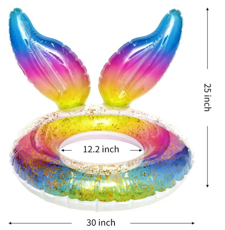Inflatable Swimming Ring | Sequin Rainbow Wing Design