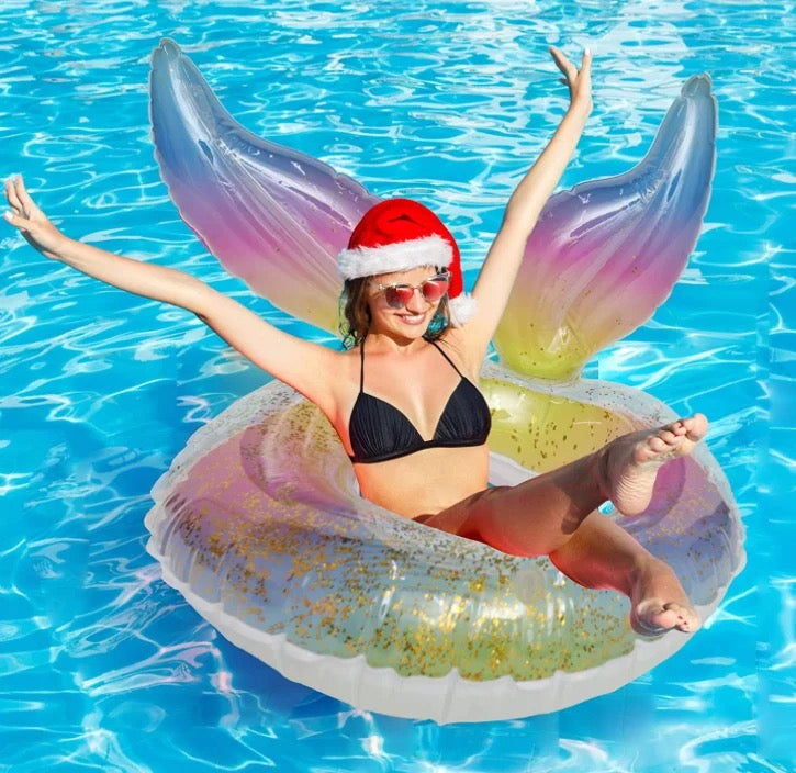 Inflatable Swimming Ring | Sequin Rainbow Wing Design