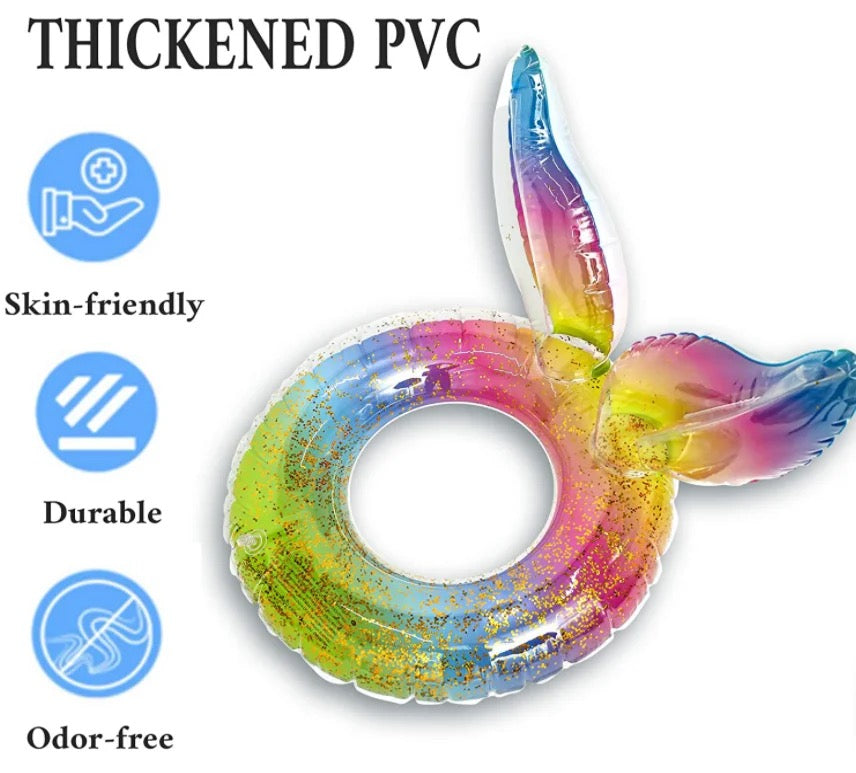 Inflatable Swimming Ring | Sequin Rainbow Wing Design