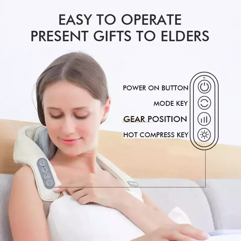 Shiatsu Rechargeable Device - Thermal Massage Neck,Back, Waist & Legs