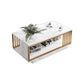 MFurn Nordic 2-Tier Storage End Table – Rectangular Coffee Table with Gold Frame