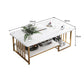 MFurn Nordic 2-Tier Storage End Table – Rectangular Coffee Table with Gold Frame