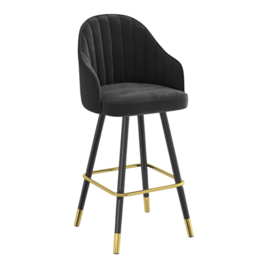 MFurn Gold Bar Stool Black Velvet