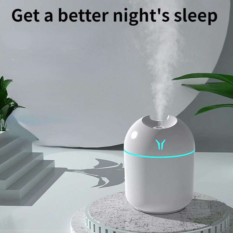 Mini Humidifier For Home Car USB Ultrasonic Mist Maker with LED Night Lamp 220ml