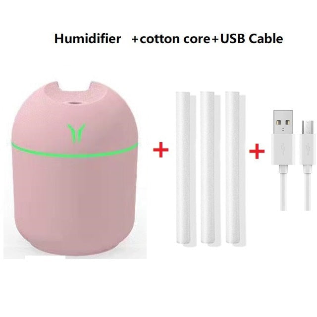 Mini Humidifier For Home Car USB Ultrasonic Mist Maker with LED Night Lamp 220ml