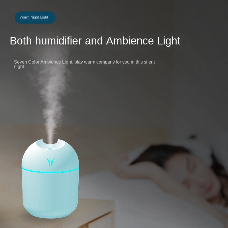 Mini Humidifier For Home Car USB Ultrasonic Mist Maker with LED Night Lamp 220ml