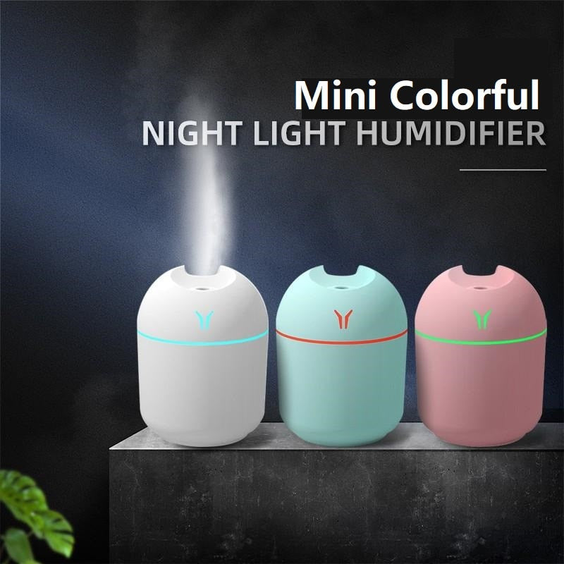 Mini Humidifier For Home Car USB Ultrasonic Mist Maker with LED Night Lamp 220ml