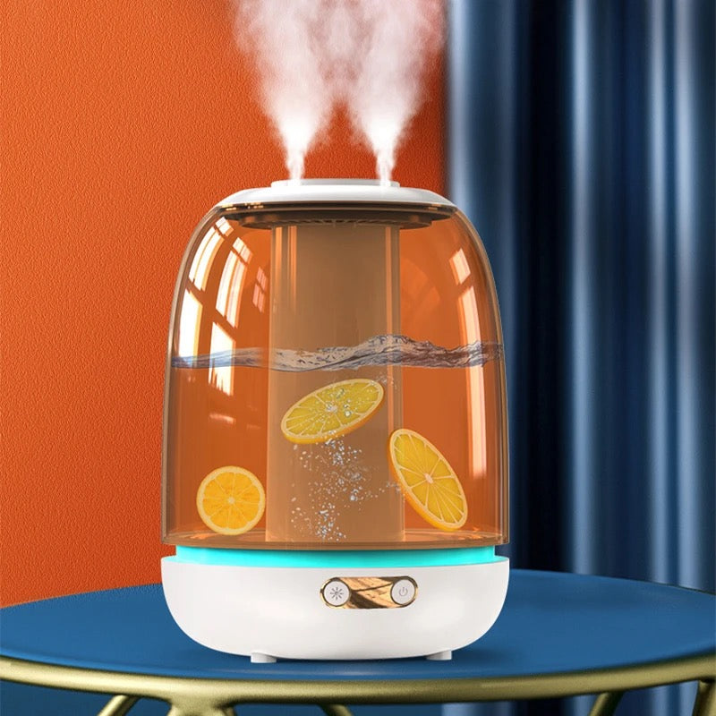 Large-capacity Humidifier X21 Home Bedroom Desktop Large Fog Volume Double Nozzle Transparent Humidifier Warm Colour 3L