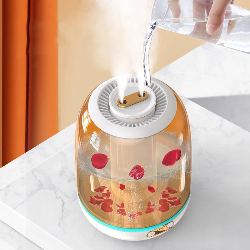 Large-capacity Humidifier X21 Home Bedroom Desktop Large Fog Volume Double Nozzle Transparent Humidifier Warm Colour 3L