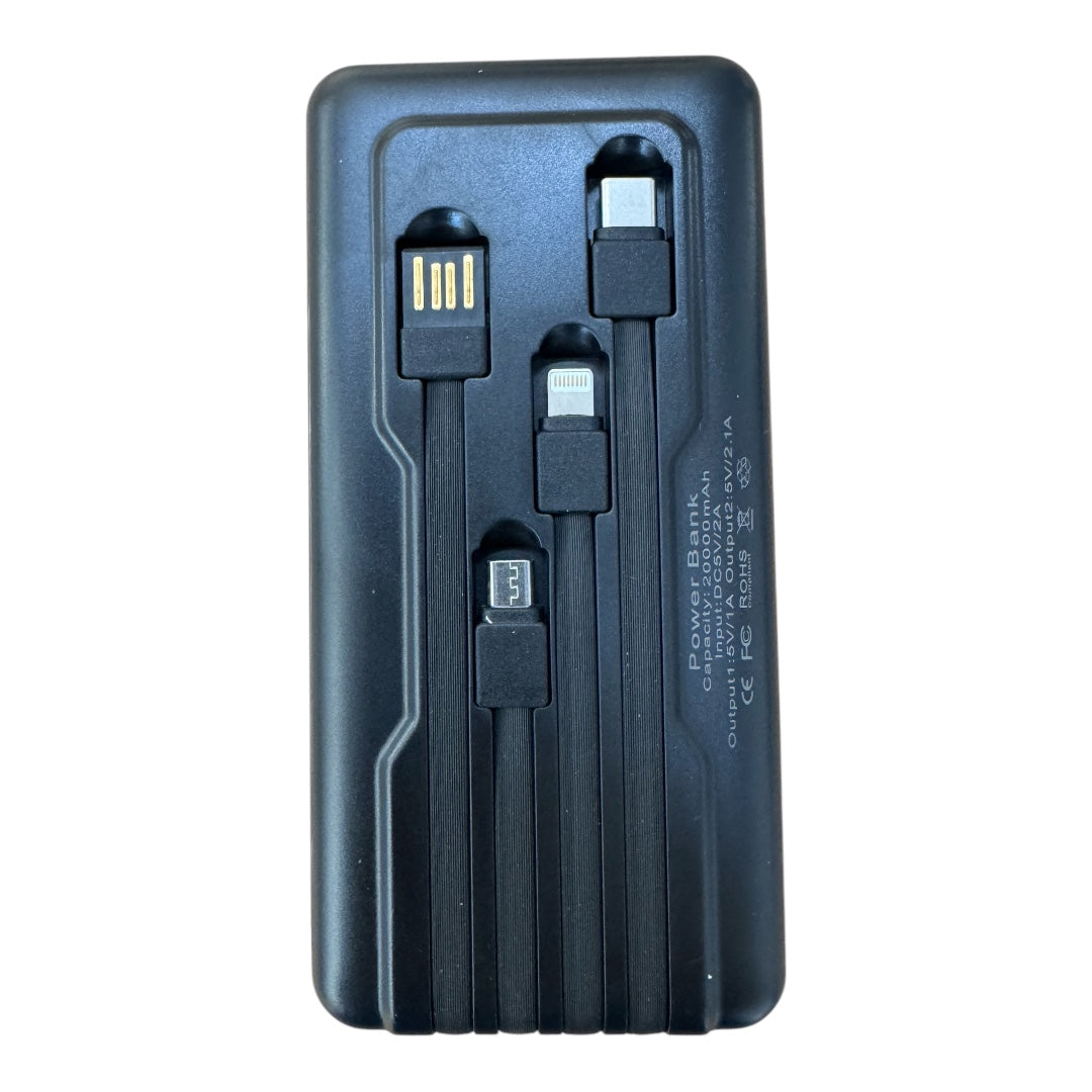 MPower Fast Charging Power Bank LED Battery Display, Built In Cables