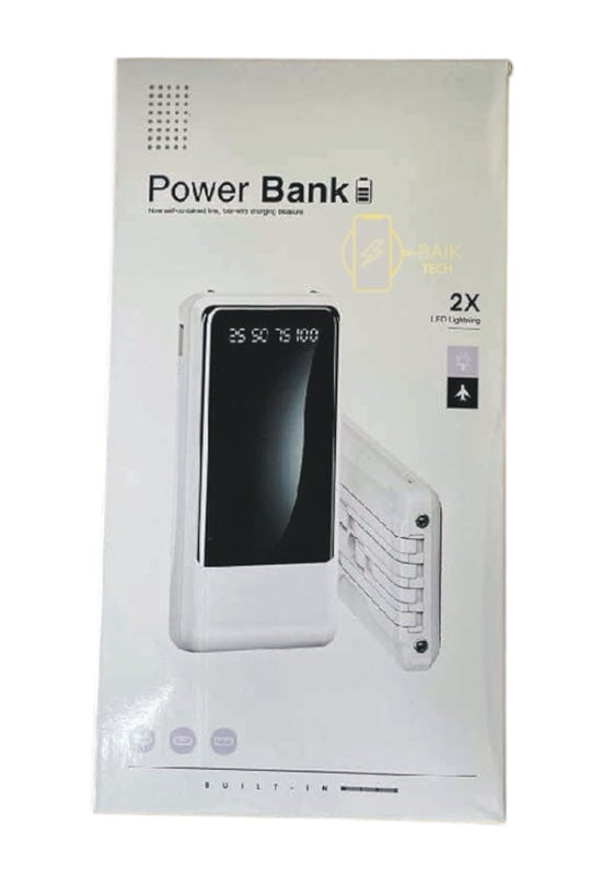 MPower Fast Charging Power Bank LED Battery Display, Built In Cables