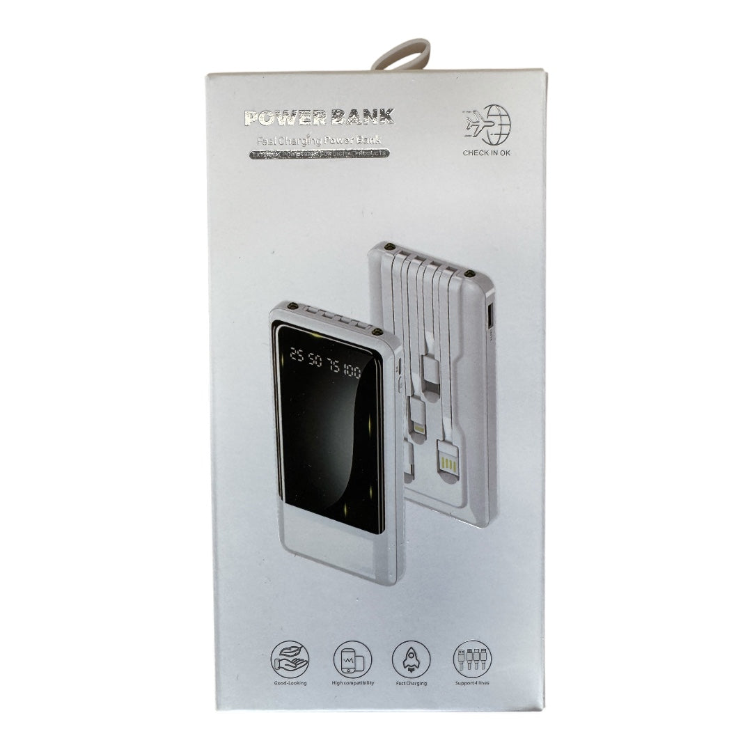 MPower Fast Charging Power Bank LED Battery Display, Built In Cables