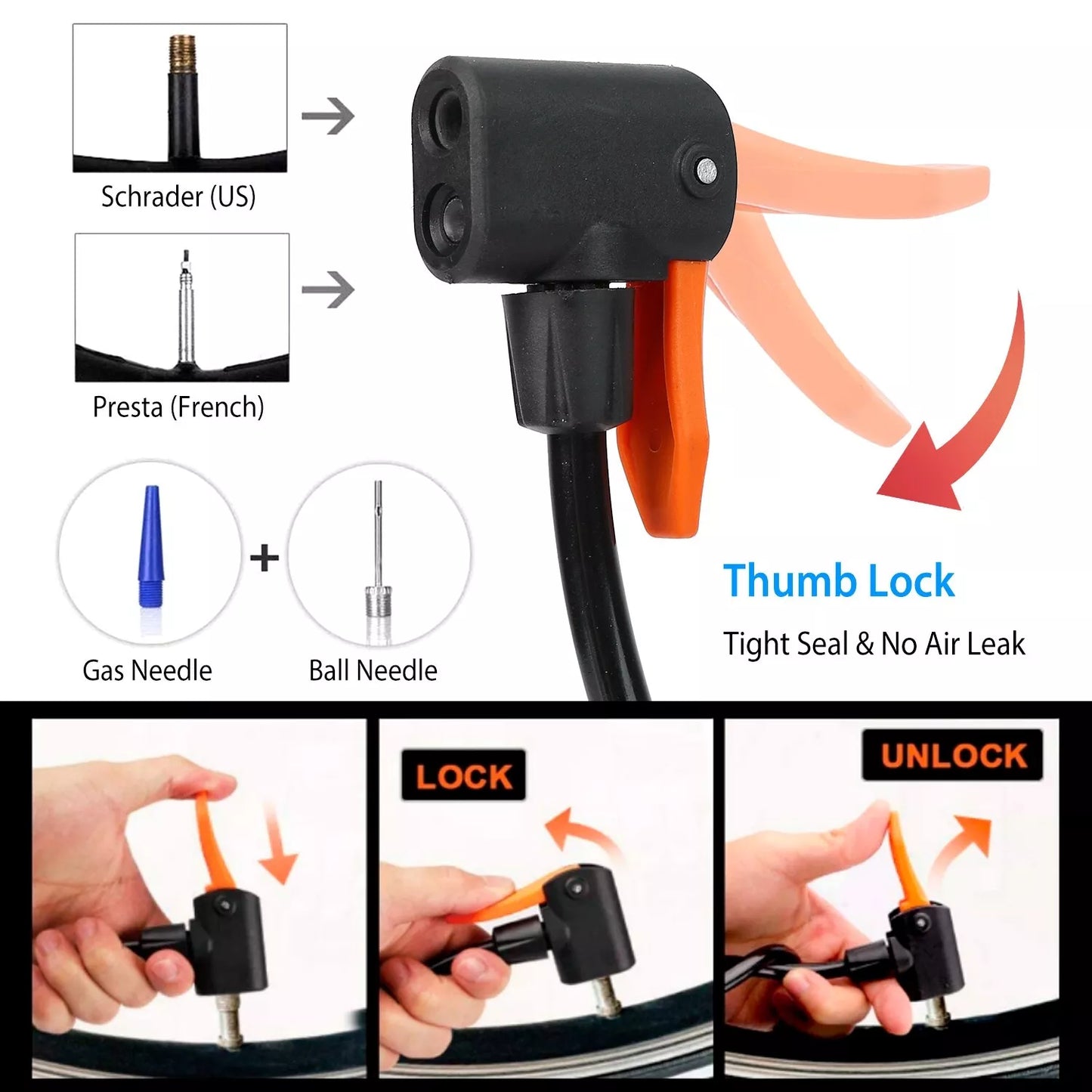 Mini Foot Pump Tire Inflator with Pressure Gauge