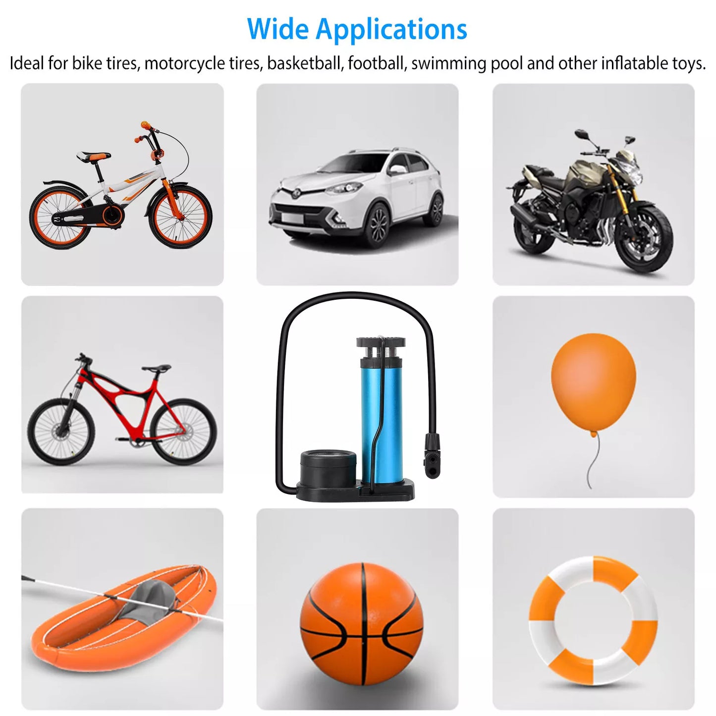 Mini Foot Pump Tire Inflator with Pressure Gauge