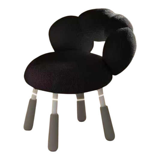 MFurn Modern Minimalist Petal-Shaped Lambswool PP Silicone Vanity Stool Backrest Armless For Bedroom