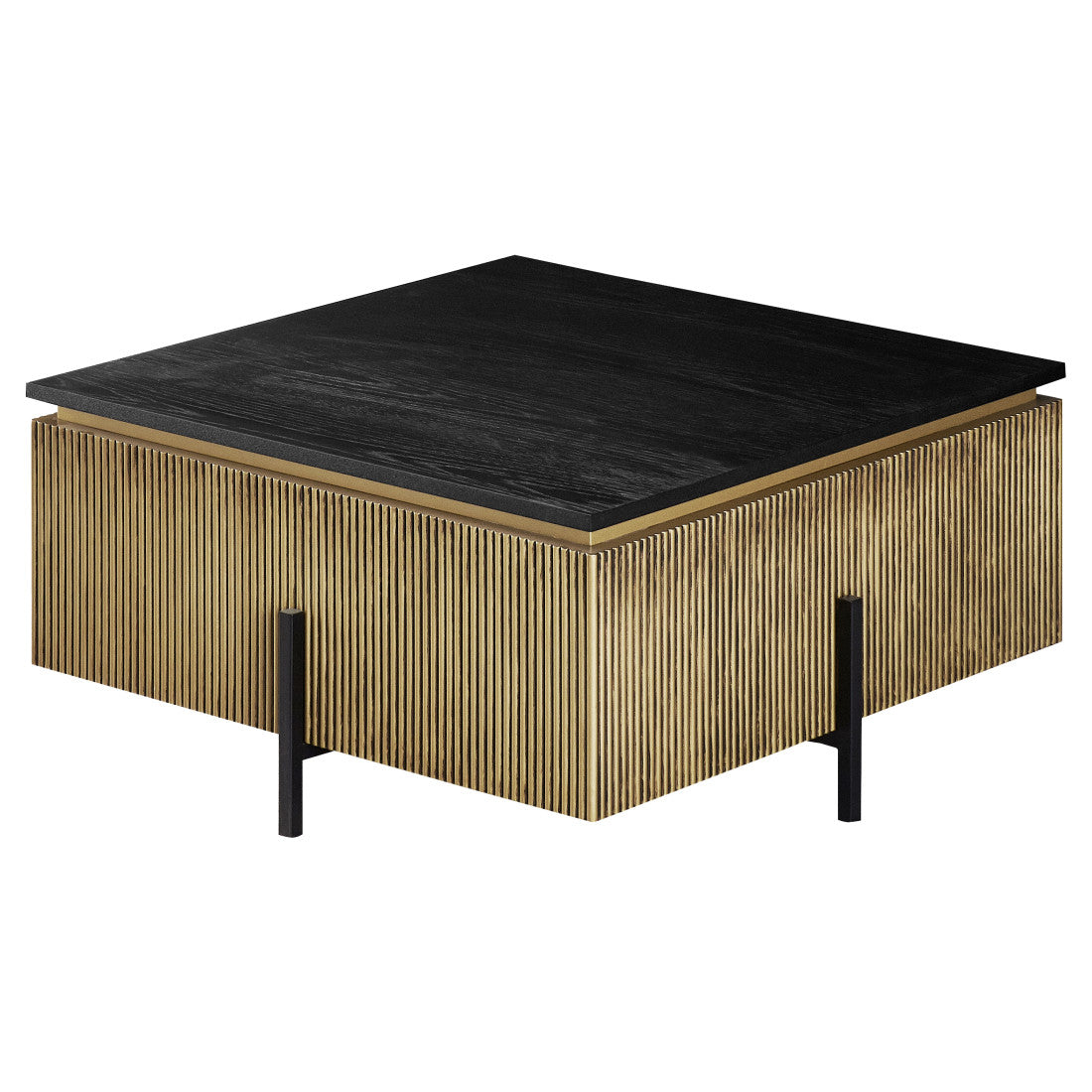 MFurn Nordic Coffee Table – Square Black Oak with Champagne Legs