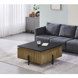 MFurn Nordic Coffee Table – Square Black Oak with Champagne Legs