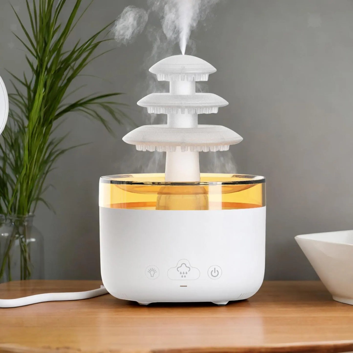 Simulation Rain Humidifier Unique Low Noise Air Diffuser for Office Yoga SPA