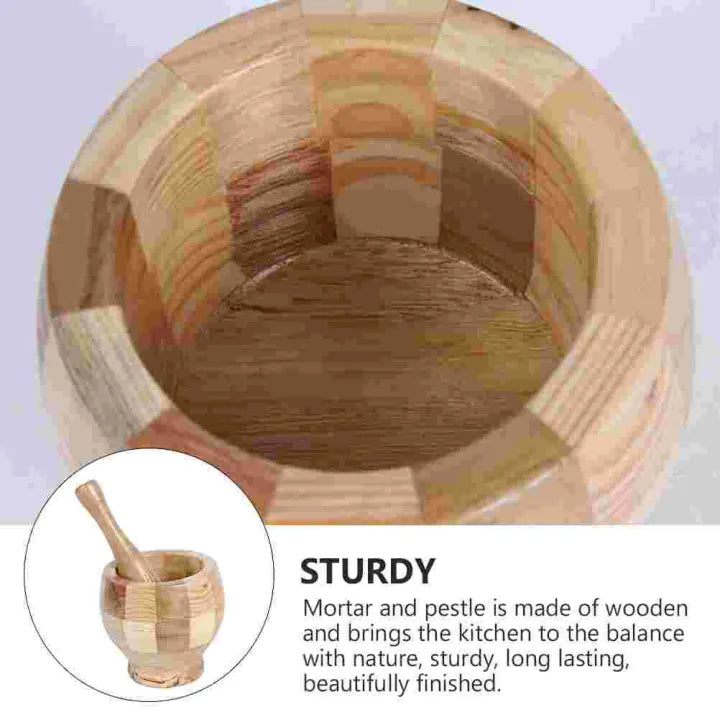 Garlic Pestle Bowl Wooden Set Grinder Masher Crusher Grinding Wood Crush Pot Ginger Press Mini Kit Kitchen