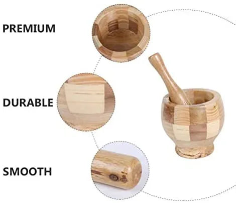 Garlic Pestle Bowl Wooden Set Grinder Masher Crusher Grinding Wood Crush Pot Ginger Press Mini Kit Kitchen
