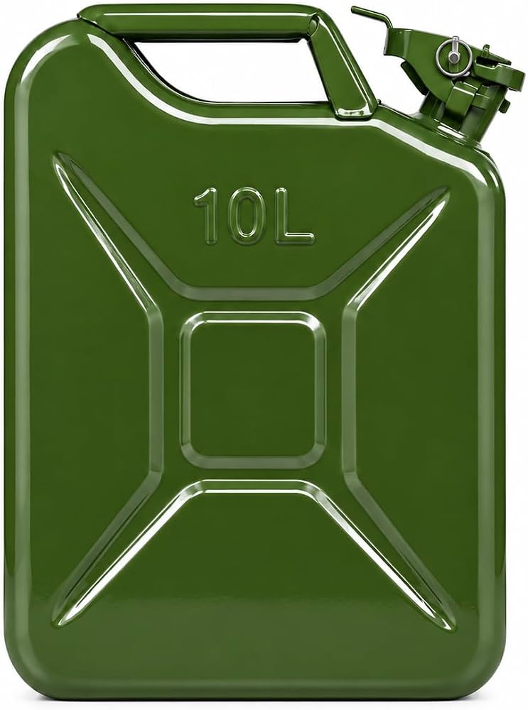 MHome Metal Jerry Can - 10 Litres - Green