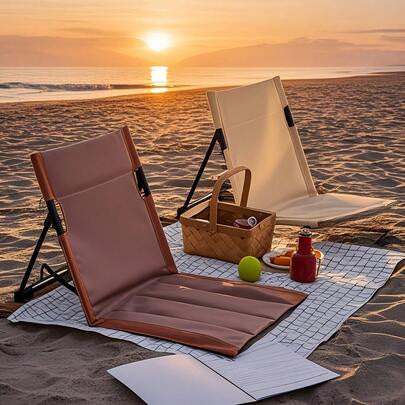 Mhome Portable Reclining Outdoor Lounger with Carry Handle - 2 Pack Black