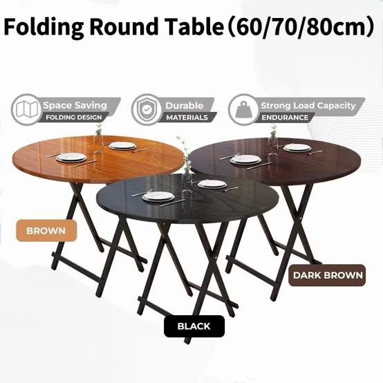 MFURN Wooden Foldable Table with Metal Folding Legs, Space Saving & Multipurpose Portable Wooden Table for Living Room, Balcony, Study, Tea, Coffee, Home Use, Compact Foldable Design -Various Colours