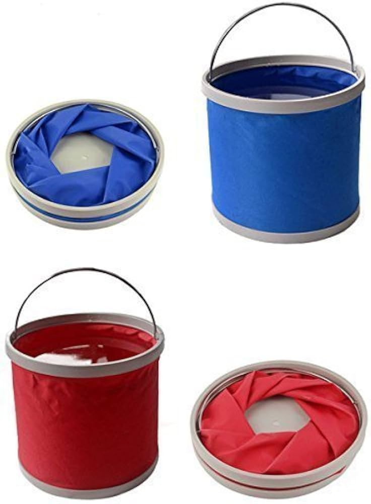 MHome Collapsible Camping Fishing Bucket,11L (2.9 Gallons) Durable Pop Up Water Bucket for Car Washing,Fishing,Boating or Outdoor Activities, Foldable Bucket,Blue or Red Colours