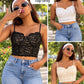 Ladies Lace Camisole Bralette For Women Halter Deep V Neck Cami Wireless Adjustable Tank Crop Top-Various Colours