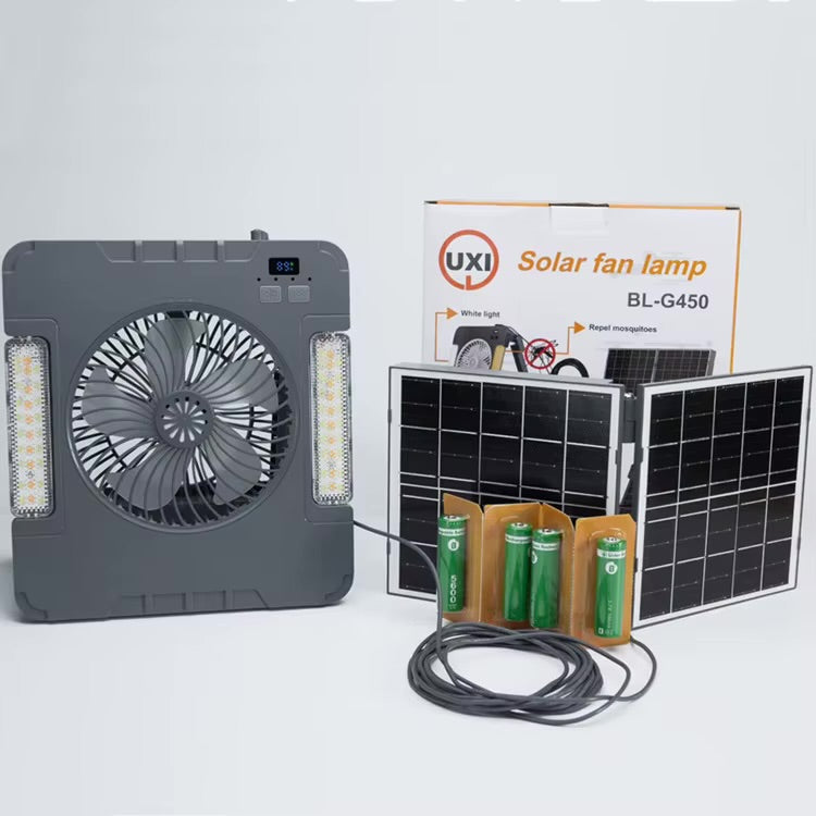 Mtech Solar Powered Fan with Mosquito Killer and LED Light, Portable for Indoor & Outdoor 3-1