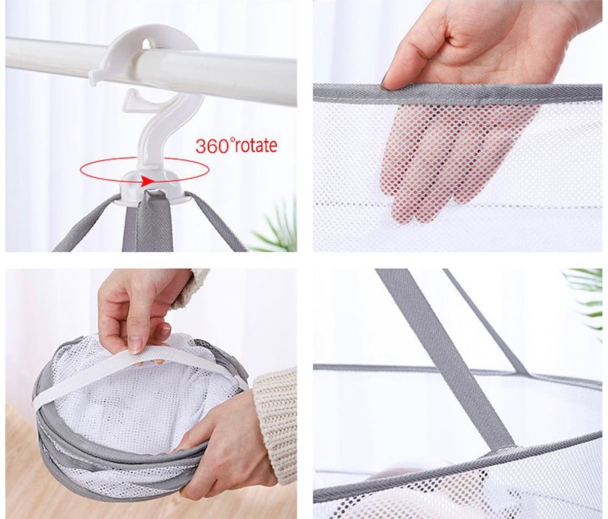 MHome Foldable Clothes Drying Mesh Net Rack for Bras TowelsLightweight Steel Wire Gauze Design, Space Saving Structure, for Outdoor Travel Use, Portable Laundry Solution 2 Tier