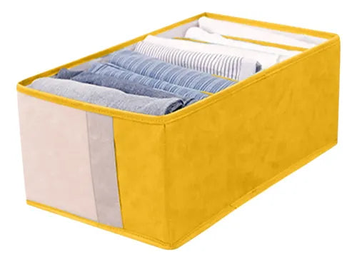 MHome Multipurpose closet organizer, visible shelf, 7 grids, clothes organizer, washable, foldable, metal frame, for bedroom
