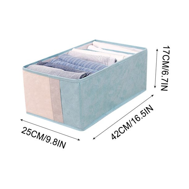 MHome Multipurpose closet organizer, visible shelf, 7 grids, clothes organizer, washable, foldable, metal frame, for bedroom