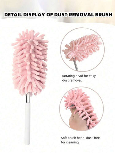 MHome Pink Retractable Microfiber Duster for Cleaning Extendable Washable Hand Duster Feather Duster Cleaning Tool for Cleaning Office, Car, Window, Computer, Air Conditioner