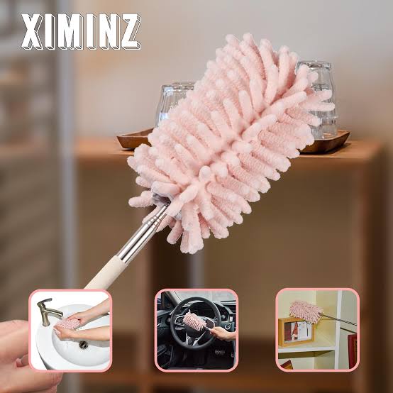 MHome Pink Retractable Microfiber Duster for Cleaning Extendable Washable Hand Duster Feather Duster Cleaning Tool for Cleaning Office, Car, Window, Computer, Air Conditioner