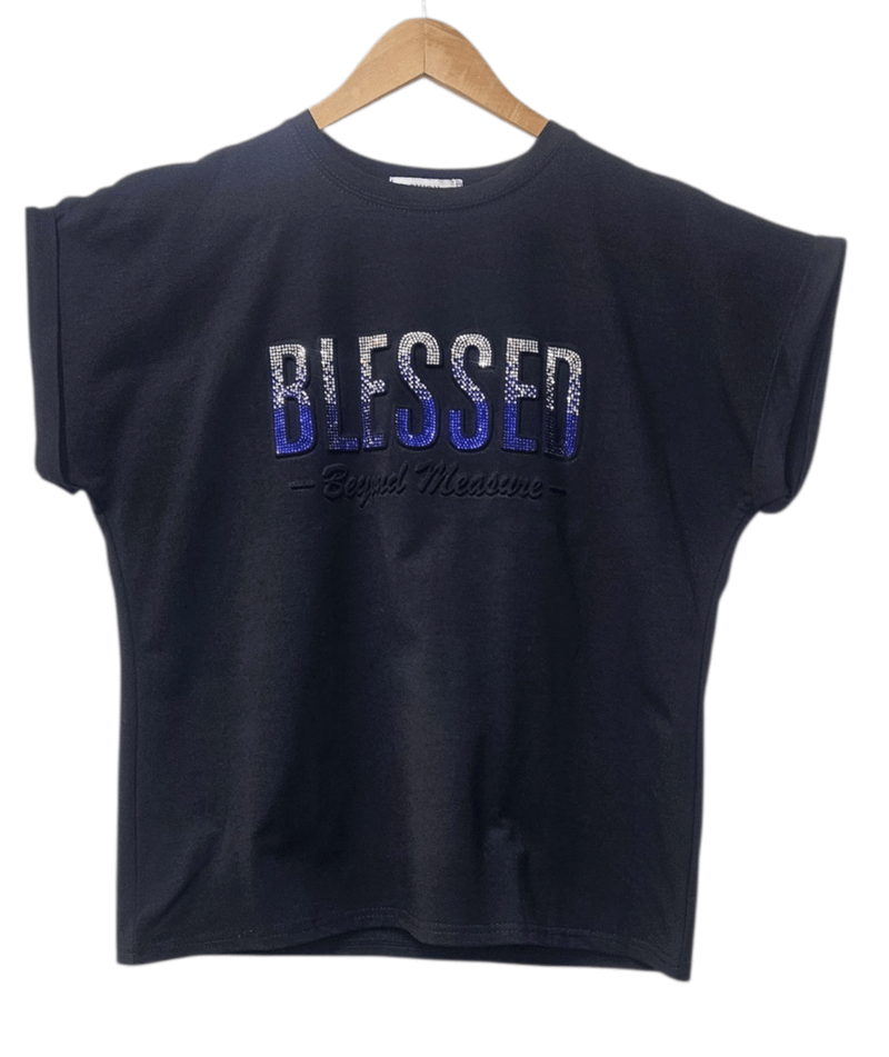 Ladies “Blessed” Embossed Turn-up Sleeve T-Shirt-Various Options