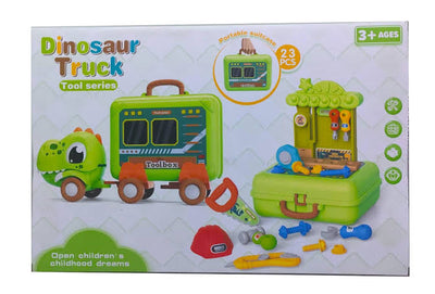 Kids 3-in-1 Dinosaur Construction Truck & Portable Tool Playset (23 Pieces)