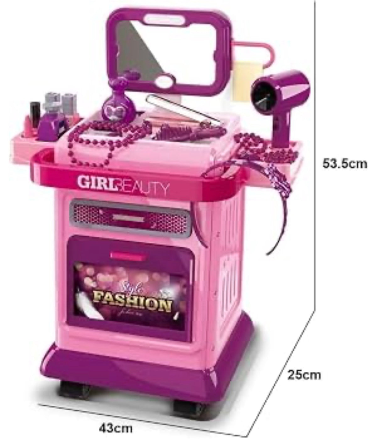 Kids 2-In-1 Beauty Set Trolley With Vanity And Accessories