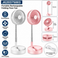 MHome Stand Fan,Folding Portable Telescopic Floor/USB Desk Fan with 7200mAh Rechargeable Battery,4 Speeds Super Quiet Adjustable Height and Head Great for Office Home Outdoor Camping-Various Colours