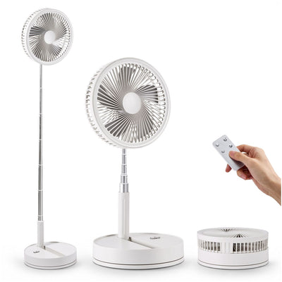 MHome Stand Fan,Folding Portable Telescopic Floor/USB Desk Fan with 7200mAh Rechargeable Battery,4 Speeds Super Quiet Adjustable Height and Head Great for Office Home Outdoor Camping-Various Colours
