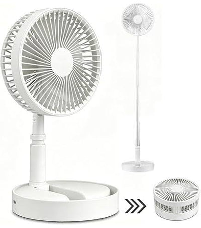 MHome Stand Fan,Folding Portable Telescopic Floor/USB Desk Fan with 7200mAh Rechargeable Battery,4 Speeds Super Quiet Adjustable Height and Head Great for Office Home Outdoor Camping-Various Colours