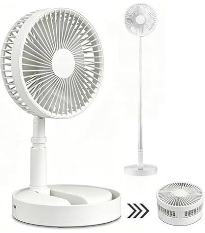 MHome Stand Fan,Folding Portable Telescopic Floor/USB Desk Fan with 7200mAh Rechargeable Battery,4 Speeds Super Quiet Adjustable Height and Head Great for Office Home Outdoor Camping-Various Colours