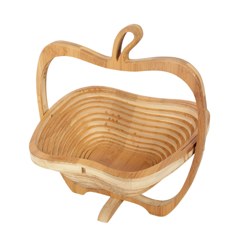 Apple Shape Foldable Wood Fruit Basket