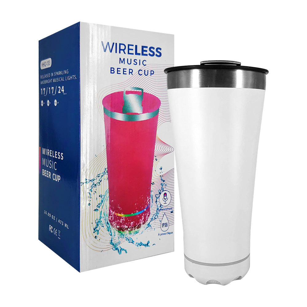 MTech 473ml Bluetooth Speaker Travel Mug – Stainless Steel Tumbler (Multiple Colors)